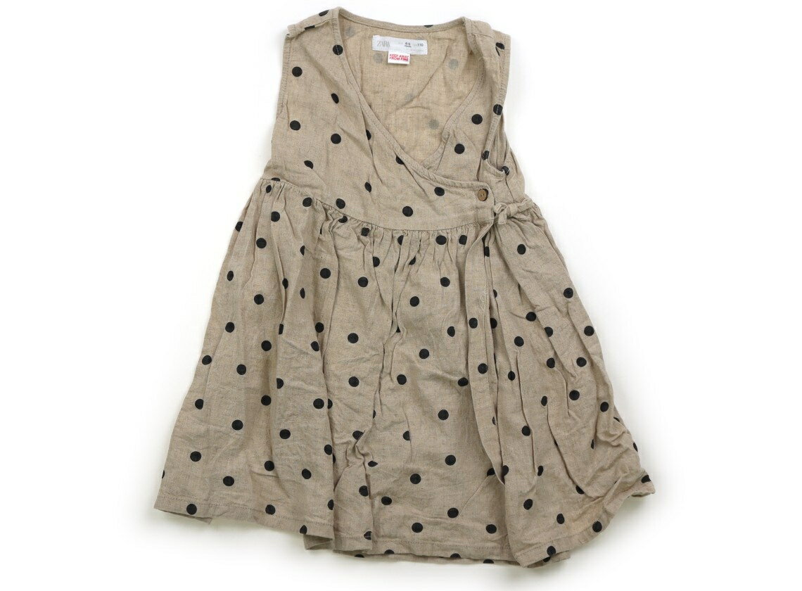Rakuten - ザラ ZARA ワンピース 110 女の子 ベージュ　墨黒　ドット 子供服 ベビー服 キッズ アウトレット ユーズド 【中古】キッズ・ベビー・マタニティ