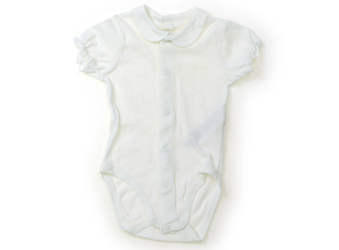 プチバトー PETIT BATEAU ロンパース 60 女の子 白、フリル 子供服 ベビー服 キッズ アウトレット ユーズド 【中古】キッズ・ベビー・マタニティ