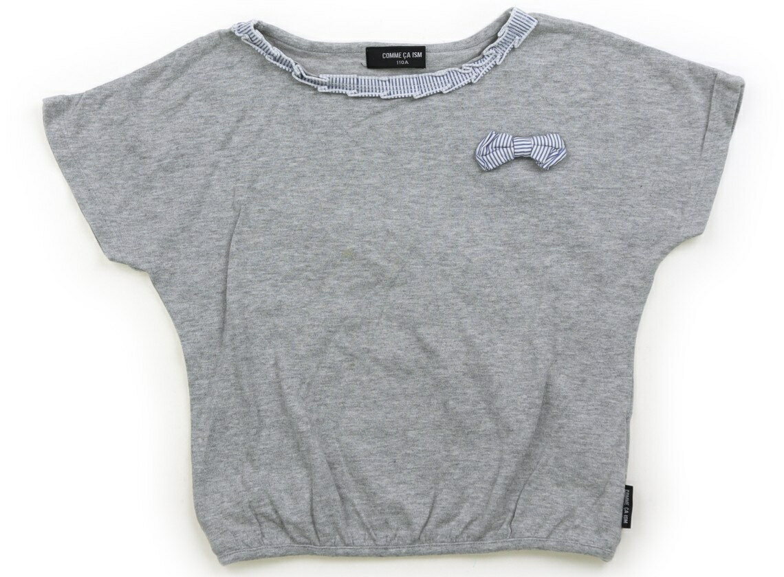 コムサイズム COMME CA ISM Tシャツ・カットソー 110 女の子 ライトグレー・ストライプ 子供服 ベビー服 キッズ アウトレット ユーズド 【中古】キッズ・ベビー・マタニティ