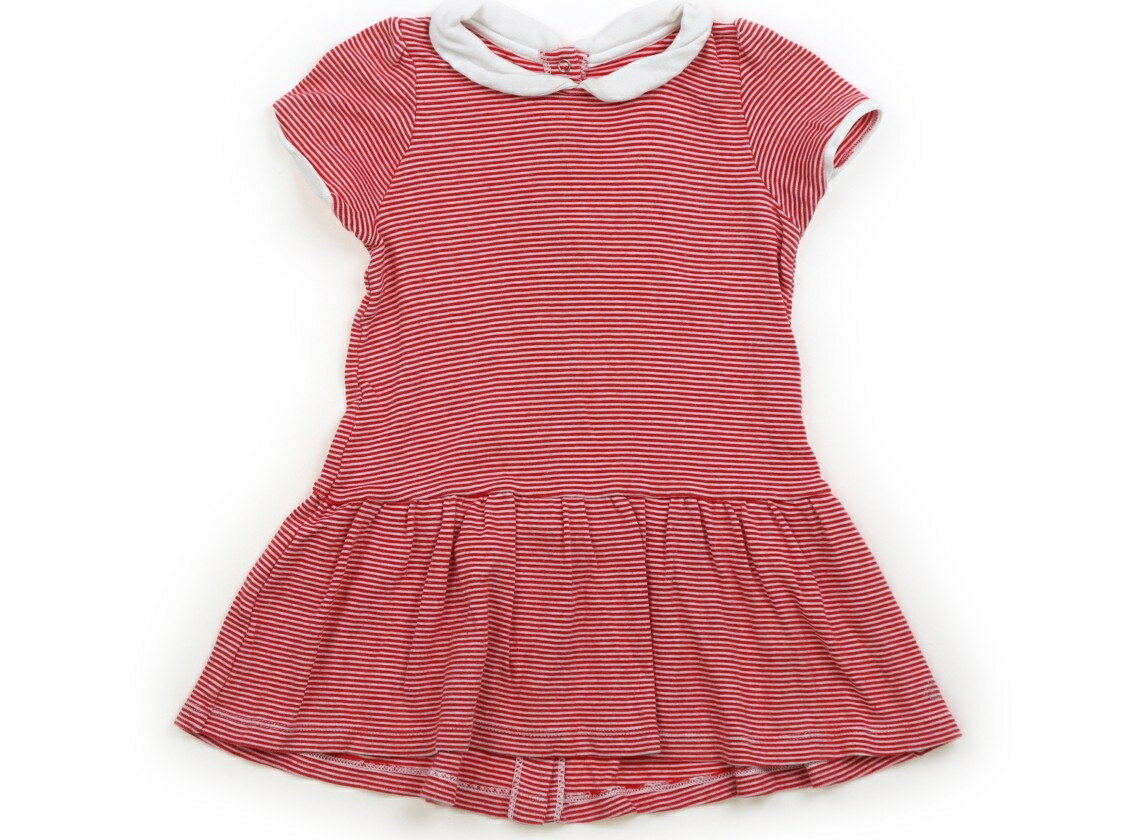 プチバトー PETIT BATEAU ワンピース 80 女の子 赤ボーダー 子供服 ベビー服 キッズ アウトレット ユーズド 【中古】キッズ・ベビー・マタニティ