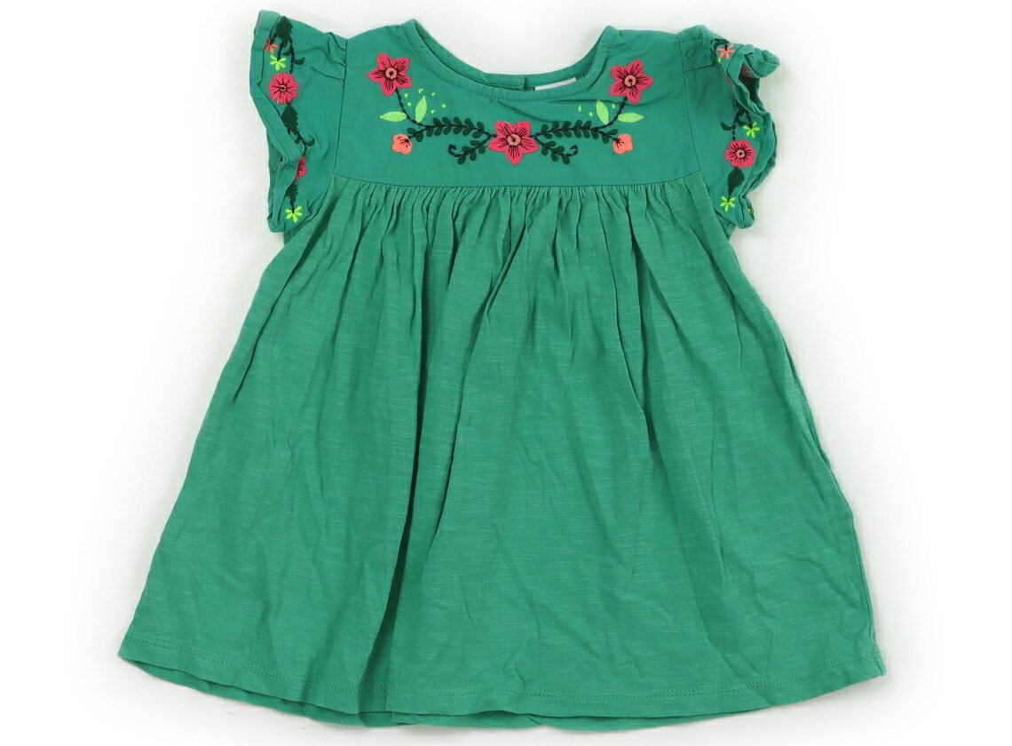 ネクスト NEXT チュニック 70 女の子 グリーン、ピンク、花刺繍 子供服 ベビー服 キッズ アウトレット ユーズド 【中古】キッズ・ベビー・マタニティ