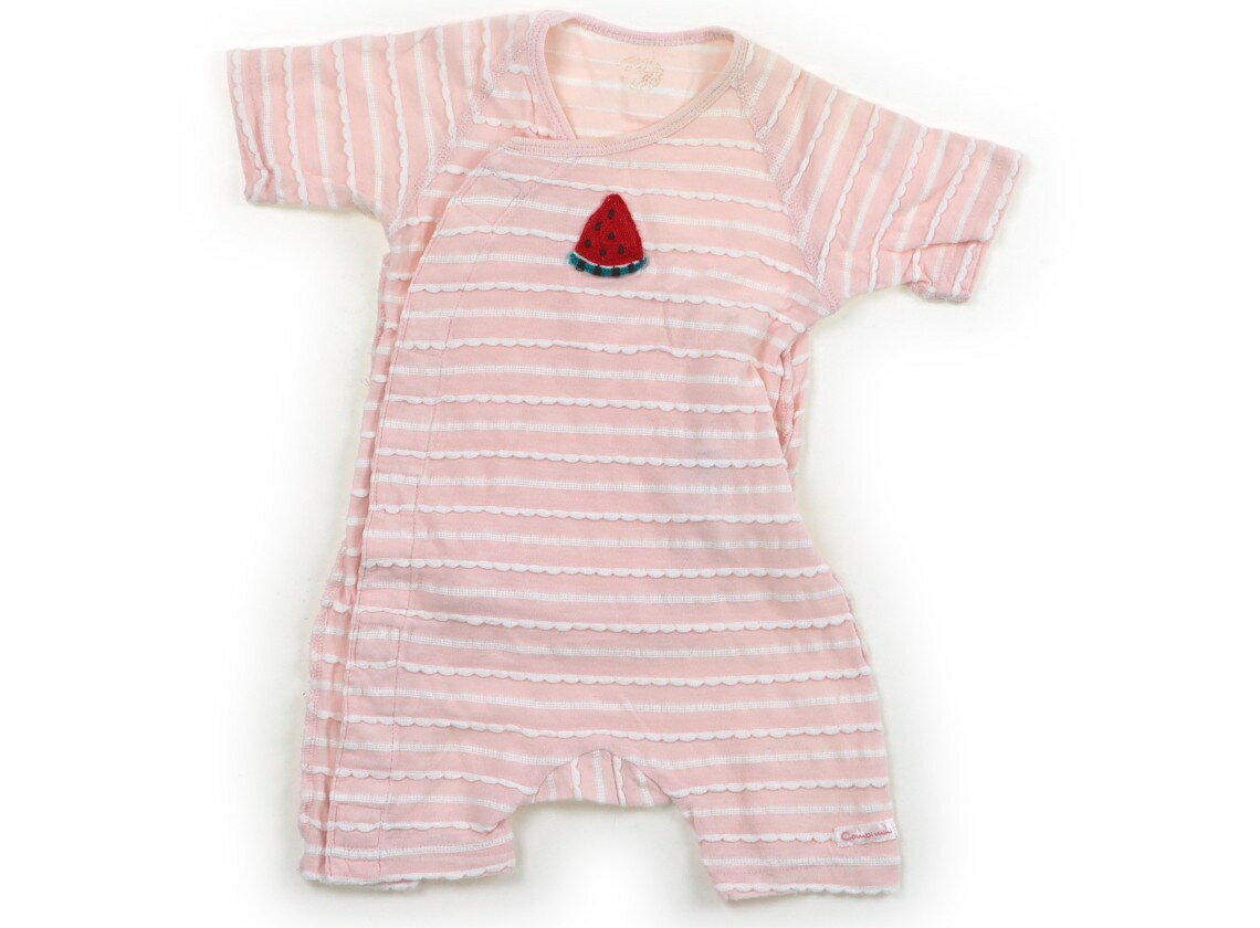 コンビミニ Combimini カバーオール 50 女の子 ピンク・白 子供服 ベビー服 キッズ アウトレット ユーズド 【中古】キッズ・ベビー・マタニティ