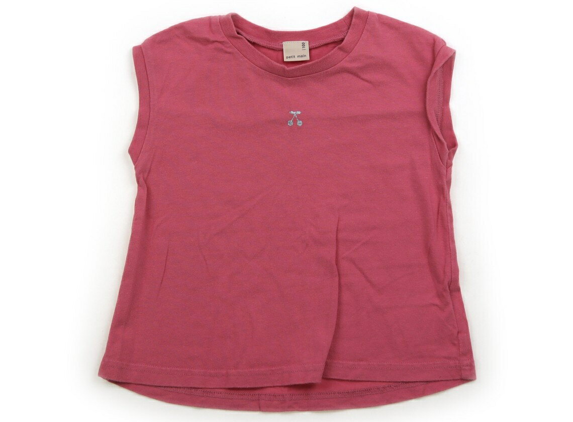 Petit Main tank top/camisole, size 100, girls', pink/cherry print, children's clothing, baby clothes, kids' clothing, outlet, used, [second-hand] kids, baby, maternity