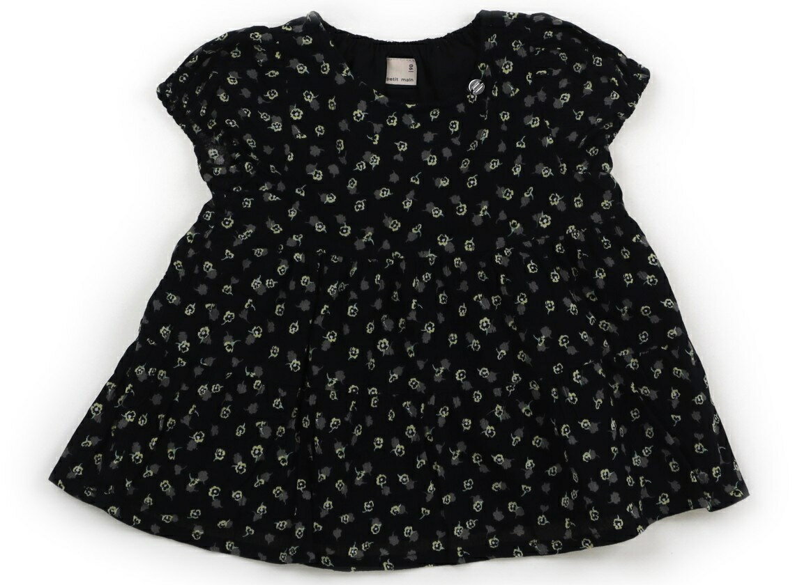 プティマイン petit main シャツ・ブラウス 90 女の子 黒、花柄 子供服 ベビー服 キッズ アウトレット ユーズド 【中古】キッズ・ベビー・マタニティ