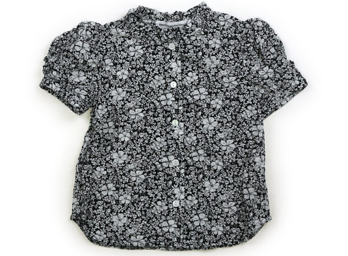 ベベ プチ ポワ ヴェール BeBe Petits Pois Vert シャツ・ブラウス 110 女の子 黒白花柄 子供服 ベビー服 キッズ アウトレット ユーズド 【中古】キッズ・ベビー・マタニティ