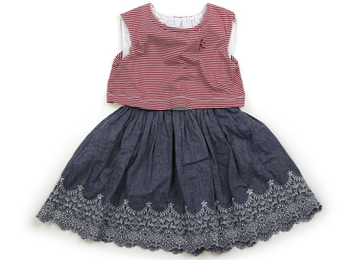組曲 Kumikyoku ワンピース 100 女の子 白、赤、ボーダー 子供服 ベビー服 キッズ アウトレット ユーズド 【中古】キッズ・ベビー・マタニティ