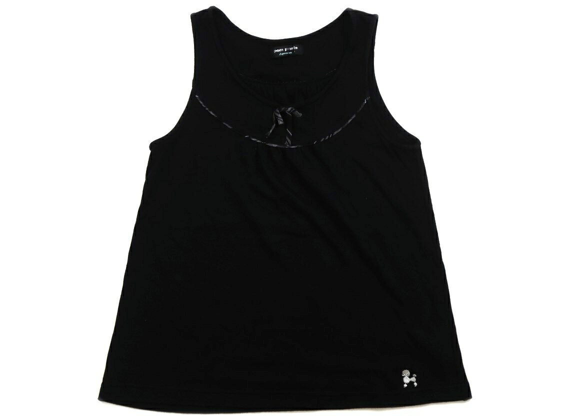 Sleeveless, Tank Tops - ポンポネット pom ponette タンクトップ・キャミソール 150 女の子 黒、チェックリボン 子供服 ベビー服 キッズ アウトレット ユーズド 【中古】キッズ・ベビー・マタニティ
