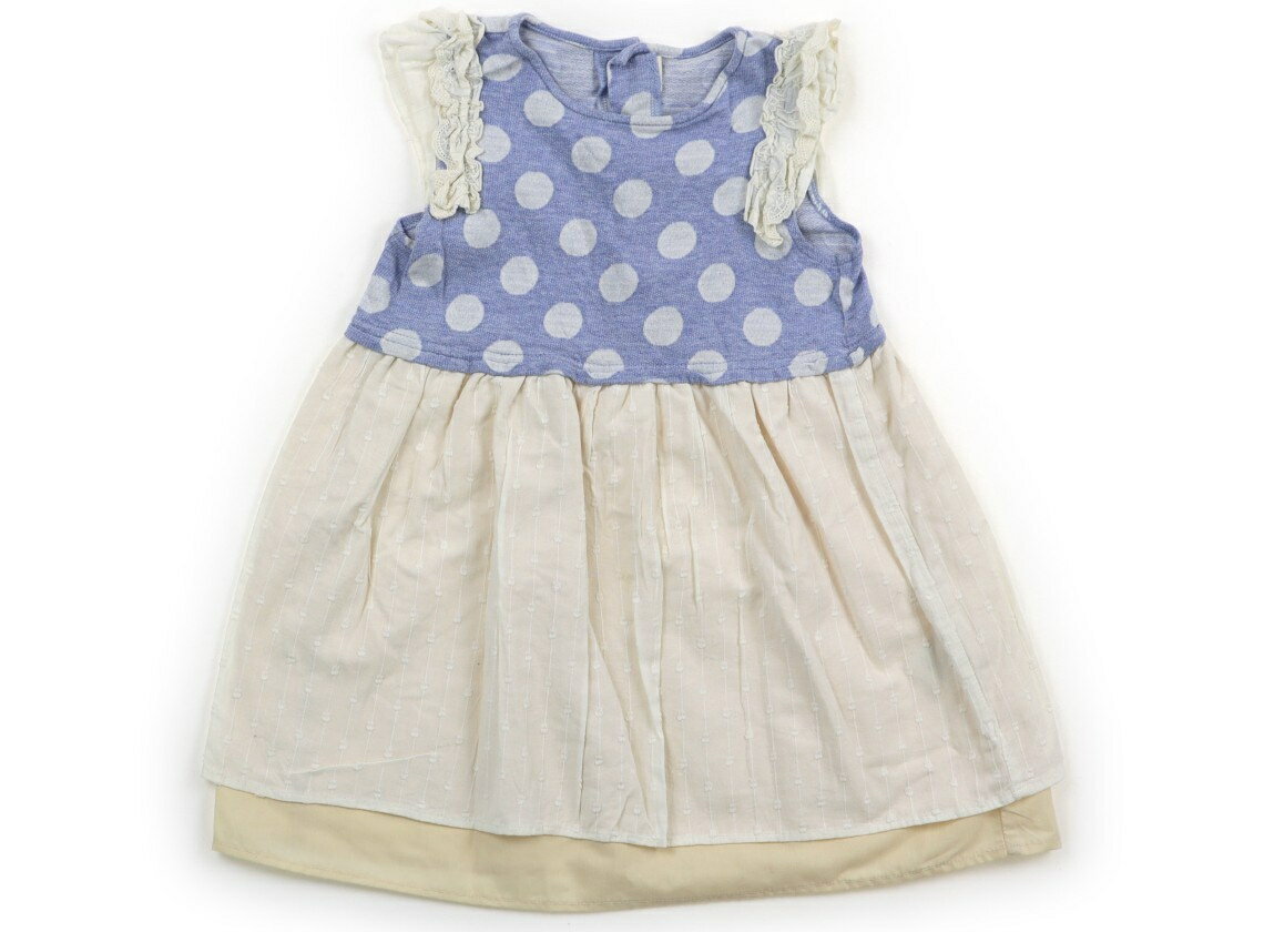 ラブ＆ピース＆マネー Love&Peace&Money ワンピース 100 女の子 青・ベージュ・水玉 子供服 ベビー服 キッズ アウトレット ユーズド 【中古】キッズ・ベビー・マタニティ