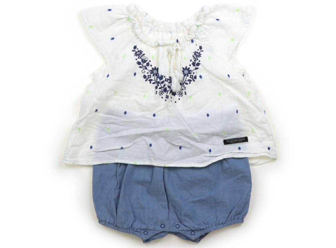 ブリーズ BREEZE カバーオール 80 女の子 ホワイト・ブルー 子供服 ベビー服 キッズ アウトレット ユーズド 【中古】キッズ・ベビー・マタニティ