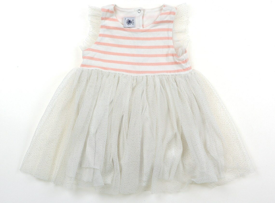 プチバトー PETIT BATEAU ワンピース 80 女の子 ピンク　オフホワイト　ボーダー　ゴールドラメ　ドット 子供服 ベビー服 キッズ アウトレット ユーズド 【中古】キッズ・ベビー・マタニティ