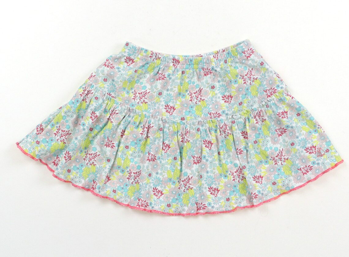 プチバトー PETIT BATEAU スカート 100 女の子 ホワイト×グリーン・イエロー・レッド系ボタニカル柄 子供服 ベビー服 キッズ アウトレット ユーズド 【中古】キッズ・ベビー・マタニティ