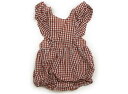 アプレレクール apres les cours ベビーオーバーオール 80 女の子 茶 白 チェック 子供服 ベビー服 キッズ アウトレット ユーズド 【中古】...