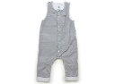プチバトー PETIT BATEAU ベビーオーバーオール 80 女の子 紺白ボーダー・赤・英字・ハート 子供服 ベビー服 キッズ アウトレット ユーズド 【中...