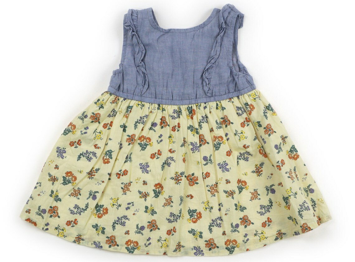 べべ BeBe ワンピース 80 女の子 ブルー・イエロー×花柄 子供服 ベビー服 キッズ アウトレット ユーズド 【中古】キッズ・ベビー・マタニティ
