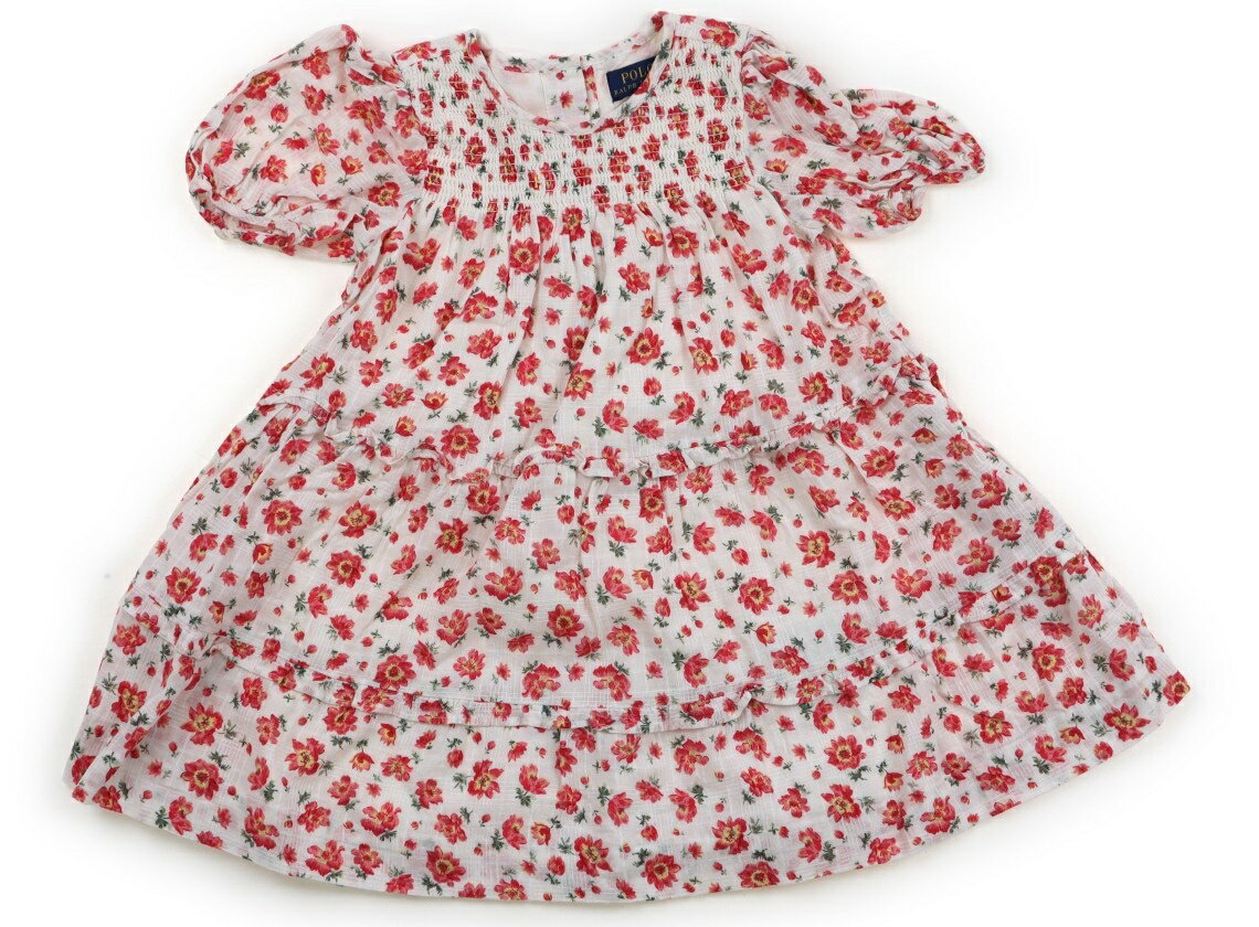 ポロラルフローレン POLO RALPH LAUREN ワンピース 110 女の子 白地に赤系花柄 子供服 ベビー服 キッズ アウトレット ユーズド 【中古】キッズ・ベビー・マタニティ