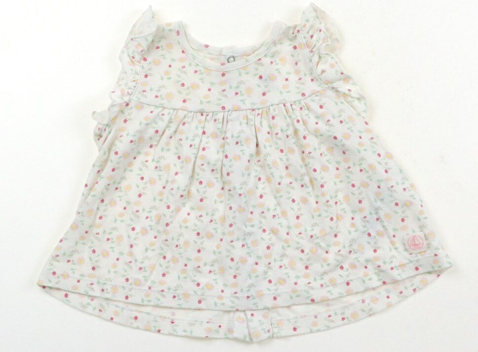 プチバトー PETIT BATEAU Tシャツ・カットソー 70 女の子 白、花柄 子供服 ベビー服 キッズ アウトレット ユーズド 【中古】キッズ・ベビー・マタニティ