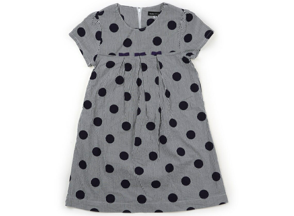 べべ BeBe ワンピース 130 女の子 黒白ストライプ、紫ドット 子供服 ベビー服 キッズ アウトレット ユーズド 【中古】キッズ・ベビー・マタニティ