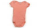 プチバトー PETIT BATEAU ロンパース 70 女の子 オレンジ・ホワイトボーダー 子供服 ベビー服 キッズ アウトレット ユーズド 【中古】キッズ・ベ...
