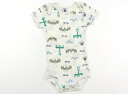 プチバトー PETIT BATEAU ロンパース 80 男の子 白・緑青動物柄 子供服 ベビー服 キッズ アウトレット ユーズド 【中古】キッズ・ベビー・マタニ...