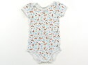 プチバトー PETIT BATEAU ロンパース 70 女の子 オフホワイト、トラ柄 子供服 ベビー服 キッズ アウトレット ユーズド 【中古】キッズ・ベビー・...