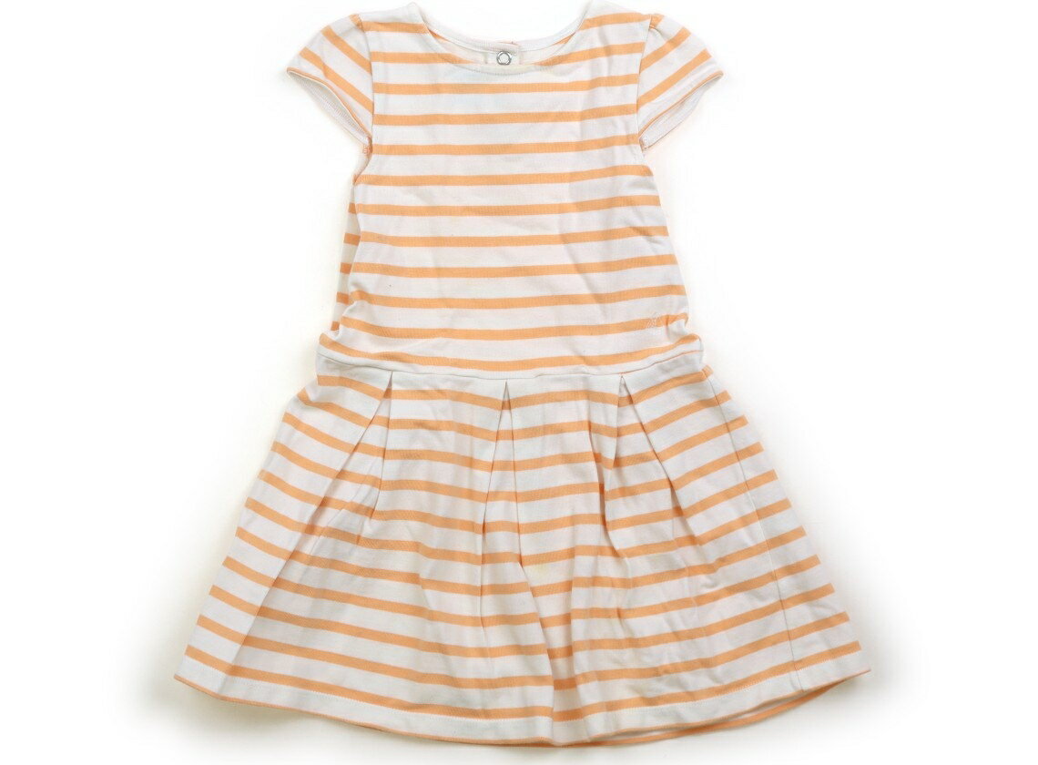 プチバトー PETIT BATEAU ワンピース 100 女の子 生成り・オレンジボーダー 子供服 ベビー服 キッズ アウトレット ユーズド 【中古】キッズ・ベビー・マタニティ