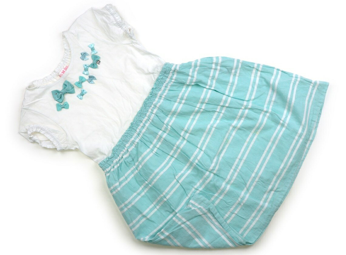 メゾピアノ mezzo piano ワンピース 140 女の子 白・ミントグリーン 子供服 ベビー服 キッズ アウトレット ユーズド 【中古】キッズ・ベビー・マタニティ
