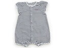 プチバトー PETIT BATEAU カバーオール 60 女の子 ネイビー オフホワイト ボーダー ハート 子供服 ベビー服 キッズ アウトレット ユーズド 【...