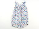 プチバトー PETIT BATEAU ロンパース 70 女の子 ホワイト・ブルー×ピンク・グリーン系花柄 子供服 ベビー服 キッズ アウトレット ユーズド 【中...