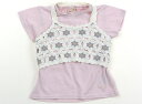 プティマイン petit main Tシャツ・カットソー 90 女の子 パステルピンク・ホワイト×グレー星柄 子供服 ベビー服 キッズ アウトレット ユーズド 【中古】キッズ・ベビー・マタニティ