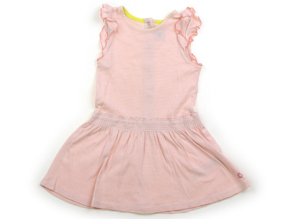 プチバトー PETIT BATEAU ワンピース 80 女の子 白ピンクボーダー・黄色 子供服 ベビー服 キッズ アウトレット ユーズド 【中古】キッズ・ベビー・マタニティ