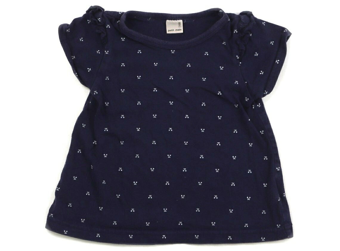 プティマイン petit main チュニック 100 女の子 ネイビー×ホワイトサクランボ 子供服 ベビー服 キッズ アウトレット ユーズド 【中古】キッズ・ベビー・マタニティ