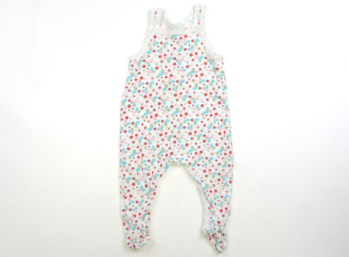 プチバトー PETIT BATEAU オールインワン 60 女の子 白地　イチゴ柄 子供服 ベビー服 キッズ アウトレット ユーズド 【中古】キッズ・ベビー・マタニティ