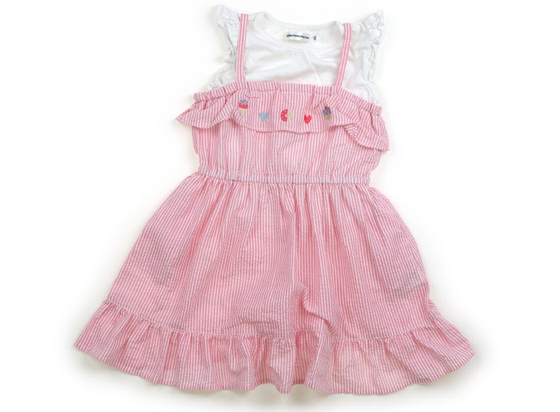 ベベ プチ ポワ ヴェール BeBe Petits Pois Vert 上下セット 100 女の子 白、ピンク 子供服 ベビー服 キッズ アウトレット ユーズド 【中古】キッズ・ベビー・マタニティ