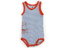 プチバトー PETIT BATEAU ロンパース 70 男の子 ブルーボーダー・白・オレンジ 子供服 ベビー服 キッズ アウトレット ユーズド 【中古】キッズ・...