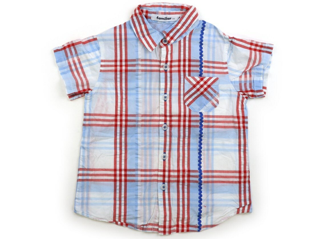 　ブランド 　familiar(ファミリア) 　カテゴリー 　シャツ・ブラウス 　サイズ 　110サイズ 　色 　水色・赤・白・チェック 　状態 　★★ 　記名 　なし 　ジャンル 　Girl 下から2番目のボタン付近から裾にかけて複数のシミ、インク跡があります。洗い替え用にいかがでしょうか。 ＊【状態】【サイズ】に関しての詳しい説明はこちら