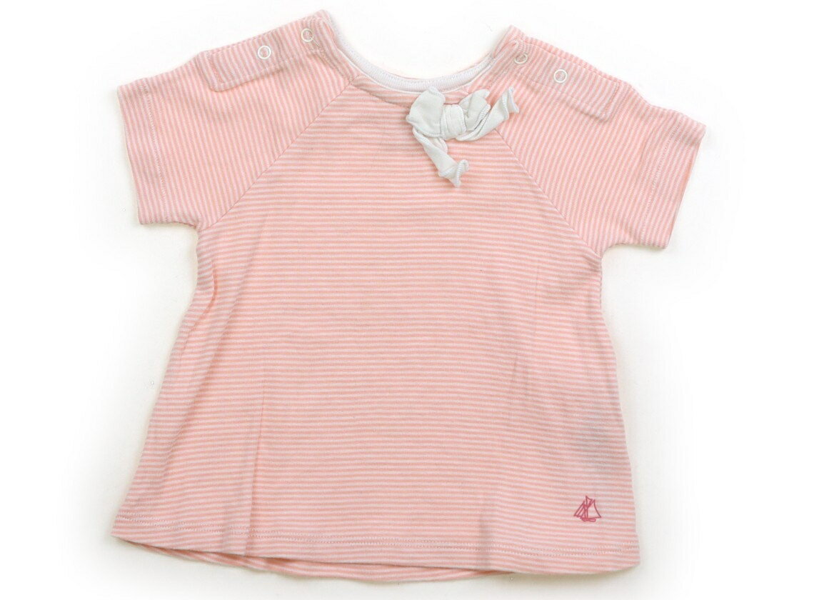 プチバトー PETIT BATEAU Tシャツ・カットソー 70 女の子 ボーダー柄ピンクホワイト 子供服 ベビー服 キッズ アウトレット ユーズド 【中古】キッズ・ベビー・マタニティ