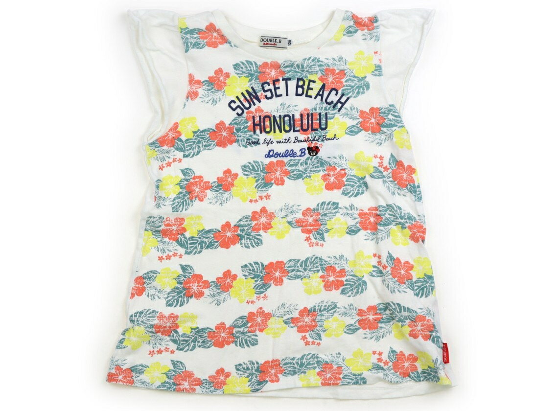 　ブランド 　Double B(ダブルB) 　カテゴリー 　Tシャツ・カットソー 　サイズ 　120サイズ 　色 　白、ハイビスカス柄 　状態 　★★ 　記名 　なし 　ジャンル 　Girl 全体に毛羽立ちがあり、お腹に少し黒っぽい汚れが見...