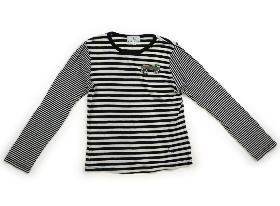 組曲 Kumikyoku Tシャツ・カットソー 140 女の子 ブラック・ホワイト・ボーダー 子供服 ベビー服 キッズ アウトレット ユーズド 【中古】キッズ・ベビー・マタニティ