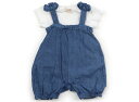 プティマイン petit main ベビーオーバーオール 80 女の子 ブルー オフホワイト 子供服 ベビー服 キッズ アウトレット ユーズド 【中古】キッズ・...