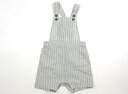 プチバトー PETIT BATEAU ベビーオーバーオール 80 男の子 白グレーストライプ 子供服 ベビー服 キッズ アウトレット ユーズド 【中古】キッズ・ベビー・マタニティ