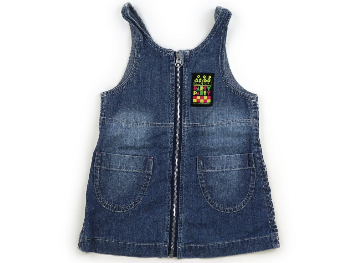 パーティパーティ Party Party ジャンパースカート 100 女の子 ライトブルー・ブラック 子供服 ベビー..