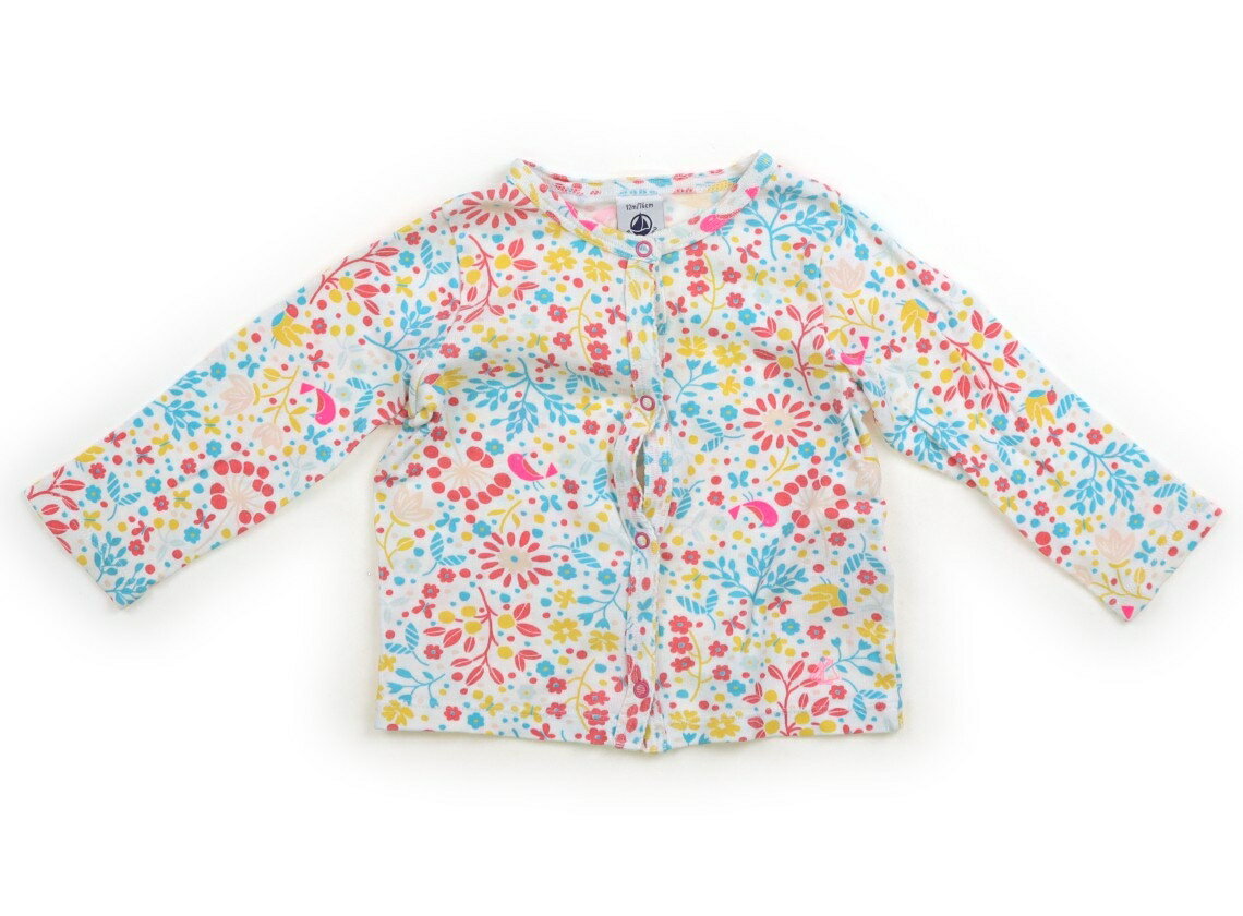 プチバトー PETIT BATEAU カーディガン 70 女の子 ピンク　水色　黄色　オフホワイト　花柄 子供服 ベビー服 キッズ アウトレット ユーズド 【中古】キッズ・ベビー・マタニティ