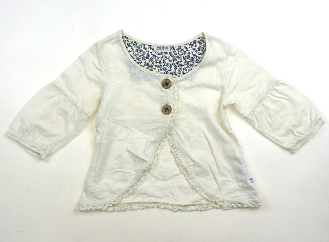 ラグマート Rag Mart カーディガン 100 女の子 きなり・ブルー花柄ガラ 子供服 ベビー服 キッズ アウト..