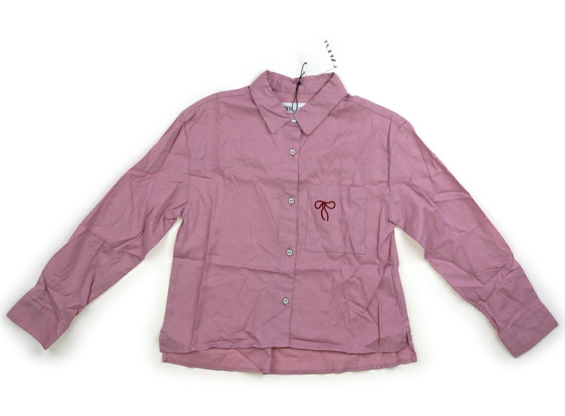 ザラ ZARA シャツ・ブラウス 140 女の子 ピンク、リボン刺繍 子供服 ベビー服 キッズ アウトレット ユ..