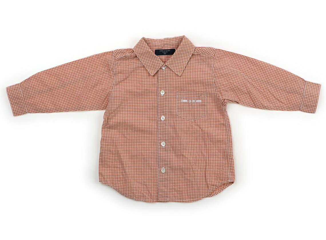 コムサデモード COMME CA DU MODE シャツ・ブラウス 90 男の子 オレンジブラウン・チェック 子供服 ベビー服 キッズ アウトレット ユーズド 【中古】キッズ・ベビー・マタニティ