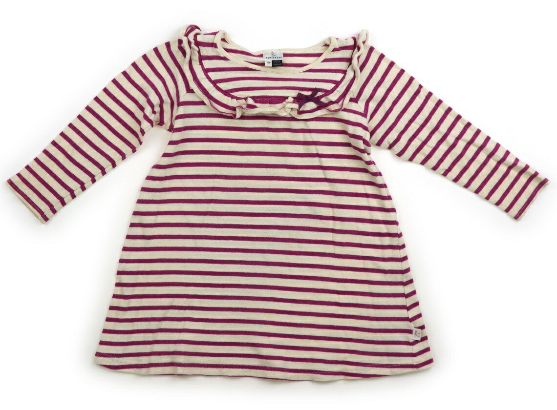 組曲 Kumikyoku ワンピース 100 女の子 ベージュ・パープル・ボーダー 子供服 ベビー服 キッズ アウトレット ユーズド 【中古】キッズ・ベビー・マタニティ