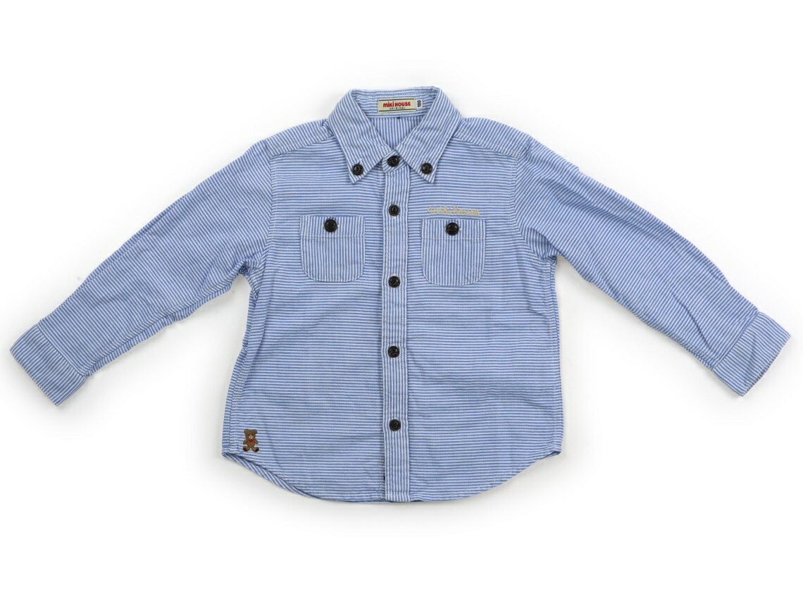 ミキハウス miki HOUSE シャツ・ブラウス 100 男の子 ライトブルー・ホワイト 子供服 ベビー服 キッズ アウトレット ユーズド 【中古】キッズ・ベビー・マタニティ