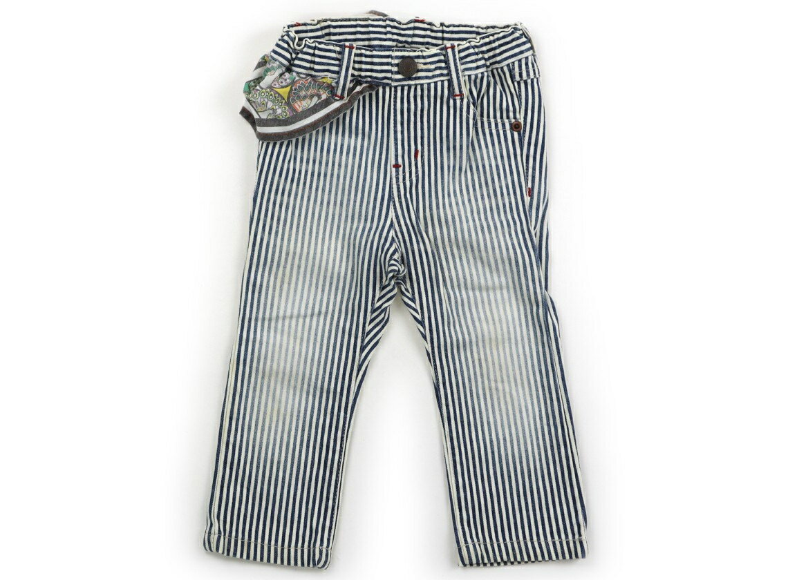 ジャンクストア JUNK STORE ジーンズ 90 女の子 ヒッコリーストライプ、インディゴブルー、白 子供服 ベビー服 キッズ アウトレット ユーズド 【中古】キッズ・ベビー・マタニティ(4.0)
