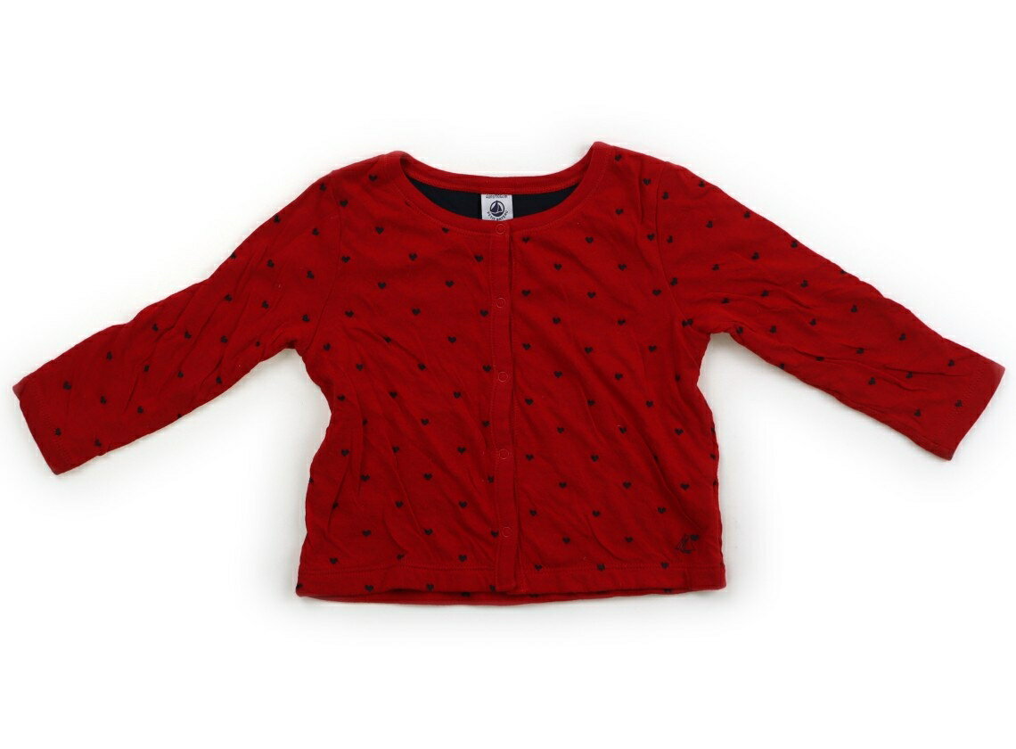 プチバトー PETIT BATEAU カーディガン 100 女の子 赤　ネイビー　ハート柄 子供服 ベビー服 キッズ アウトレット ユーズド 【中古】キッズ・ベビー・マタニティ