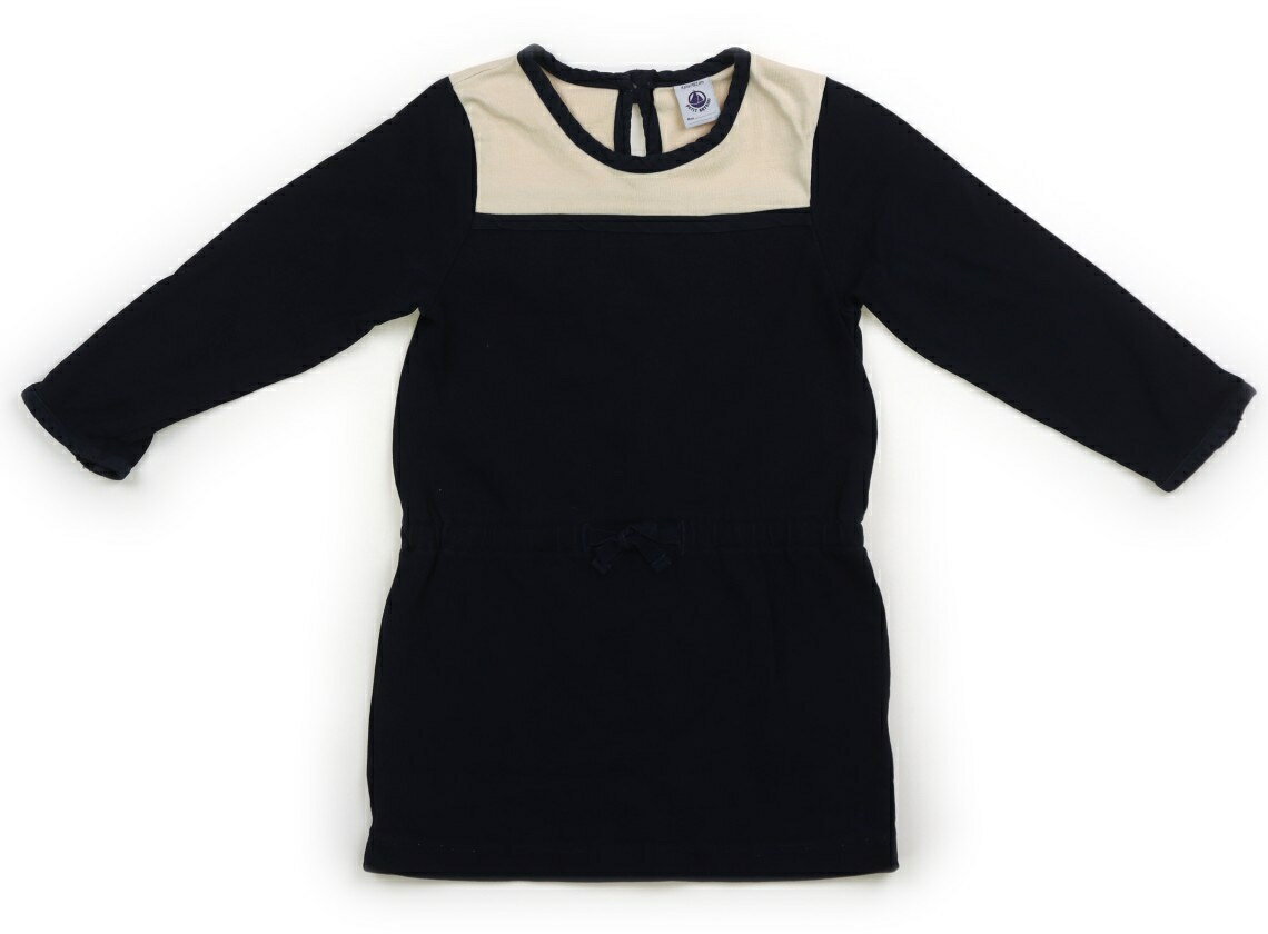 プチバトー PETIT BATEAU ワンピース 100 女の子 ネイビー・ベージュ 子供服 ベビー服 キッズ アウトレット ユーズド 【中古】キッズ・ベビー・マタニティ